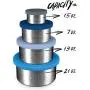 Stainless Steel Food Container With Leak Proof Silicone Lid | Metal Lunch Boxes | Bento Boxes | Nesting Food Storage | Great For Portion Control Snacks Condiments Dressings | Baby Kids Adults [4 PCS Set]
