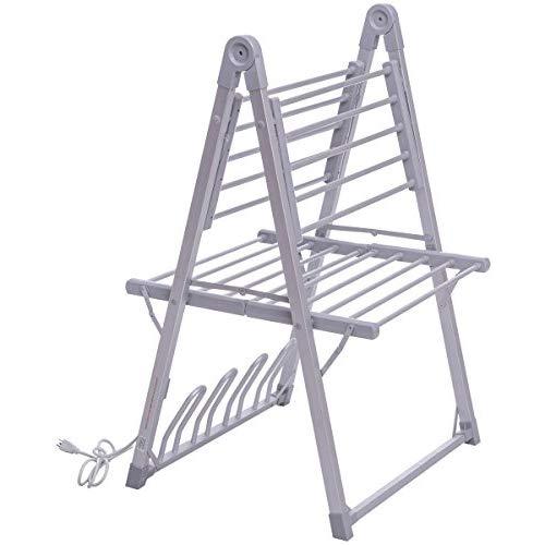 Tangkula Towel Warmer Foldable Free Standing Multifunction Clothes Towels Shoes Drying Rack for Home Bathroom Space Saving Towel Heater Hanger (26" L x 24" W x 39" H)