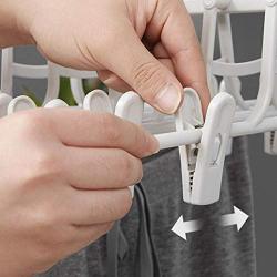 Ice-Beauty-ukzy Foldable Clothes Hangers Plastic 6 in 1,Multi-Function Magic Drying Pants Holder Skirt Clip Adjustable Dual Hooks Creative Space Saving Drying Rack Wardrobe Organizer White2packs