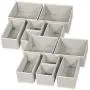 DIOMMELL Foldable Cloth Storage Boxes Closet Dresser Drawer Organizer Fabric Baskets Bins Containers Divider for Baby Clothes Underwear Bras Socks Lingerie Clothing,Set of 12 Grey 444