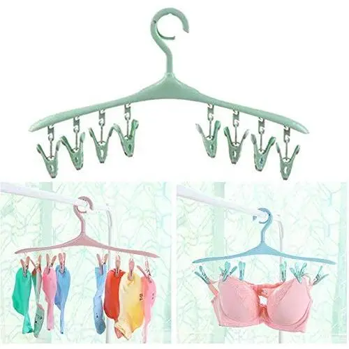 10PCS 8-Clips Underwear Socks Hangers Multi Function Clothing Drying Rack Wardrobe Storage Clothes Hanger Organizer Clothespin Random Color 10PCS 8-Clips Underwear Socks Hangers Multi Function Clothing Drying Rack Wardrobe Storage Clothes Hanger Organizer Clothespin Random Color
