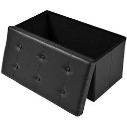 KTN Storage Ottoman Bench Folding Toy Chest, 30" Faux Leather Footrest Storage Organizer Boxes for Bedroom, Living Room, Hallway