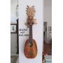 Ukulele Wall Mount Hanger, Deluxe Carved Pineapple, Plumeria, Luau Party Decor