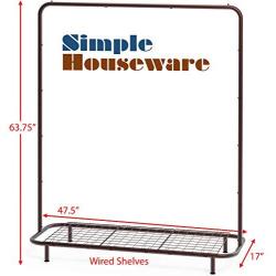 Simple Houseware Industrial Pipe Clothing Garment Rack with Bottom Shelves, Bronze