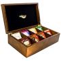 The Bamboo Leaf Tea Boxes Storage Organizer for Tea Collections, 8 Compartment w/Solid Lid (Walnut) The Bamboo Leaf Tea Boxes Storage Organizer for Tea Collections, 8 Compartment w/Solid Lid (Walnut)