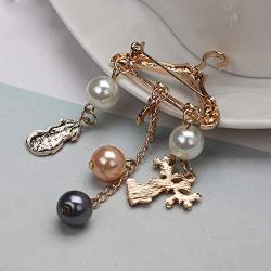 Multicolor Christmas Decorative Brooch Creative Brooch Pins With Hanger Design Premium Pearl Rhinestone Brooch With Elk Snowman Crutches Decoration Xmas Gift For Woman Girl