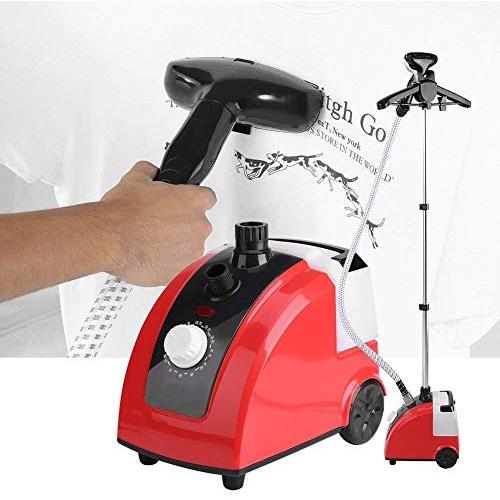 Yosooo Clothes Steamer, 110V 1.7L Standing Clothes Steamer 1700W Portable Garment Steamer Fabric Steamer with Garment Hanger and Steam Pipe for Home Bedroom Clothes Wrinkle Removing (Red)