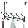 mDesign Decorative Over Door 10 Hook Metal Storage Organizer Rack for Coats, Hoodies, Hats, Scarves, Purses, Leashes, Bath Towels, Robes, Men and Womens Clothing - Matte Black