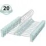 NORTHERN BROTHERS Pants Hangers with Clips, 20 Pack Plastic Space Saving Skirt Hangers with Clips Bulk Trouser Stackable Hangers for Pants