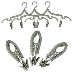 Dedu Travel Hangers Folding Hangers with 16 Clips Portable Clothes Hangers, Non-Slip, Lightweight for Home and Travel, Green 8 PCS