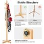 LANGRIA Coat Hook Bamboo Wooden Coat Rack and Hook Rack with 3 Tiers 12 Hooks and Solid Feet Hall Tree Coat Rack for Clothes Scarves and Hats, Bamboo Natural Color