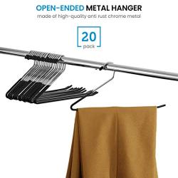 ZOBER Slack/Trousers Pants Hangers - 20 Pack - Strong and Durable Anti-Rust Chrome Metal Hangers, Non Slip Rubber Coating, Slim & Space Saving, Open Ended Design for Easy-Slide Pant, Jeans, Slacks Etc