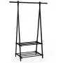Teeker 2-Tier Freestanding Garment Rack,Metal Clothing Rack Coat Organizer,Laundry Closet Storage Entrway Shelving Unit with Hanger Durable Shelf for Shoes Clothes Storage in Black