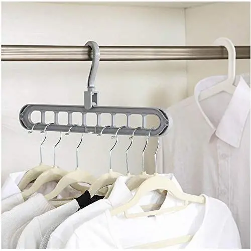 10Pcs 9 Holes Support Clothes Hanger Home Clothing Drying Rack Storage Holder for Clothes Layer Storage Racks Wardrobe Random Color