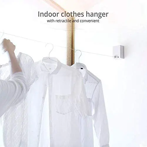 4.2M Stainless Steel Retractable Clothesline Indoor Clothes Hanger Drying Rack Travel Accessories, White 4.2M Stainless Steel Retractable Clothesline Indoor Clothes Hanger Drying Rack Travel Accessories, White
