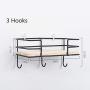 yodaliy Storage Rack Decoration Wall Mounted Kitchen Simple Cloth Hanger with Hook Wooden Iron Shelf Bedroom Office Holder DIY Home