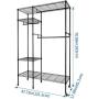 BRIAN & DANY Free-Standing Closet Garment Rack, Heavy Duty Clothes Wardrobe, Rolling Clothes Rack,Closet Storage Organizer with Hanger Bar,Contains 10 s Hooks,Black