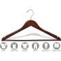 The Great American Hanger Company Wood Suit Hanger w/Solid Wood Bar, Boxes of 100 Space Saving 17 Inch Flat Wooden Hangers w/Walnut Finish & Chrome Swivel Hook & Notches for Shirt Dress or Pants