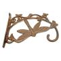 Large Cast Iron Dragonfly Plant Hanger Hook, Rustic Brown Bracket Style Hanging Plant Hook