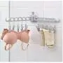5pcs Random Color 12 Clips Foldable Clothes Hanger Laundry Wall Mounted Drying Rack Holder for Bra Socks Underware Clothes Storage Hook