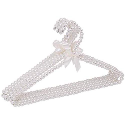 SAASNY 10 Pack Pearl Beaded 40cm Metal Elegant Clothes Coat Garment Trouser Bar Hangers. Ideal for Home and Shops
