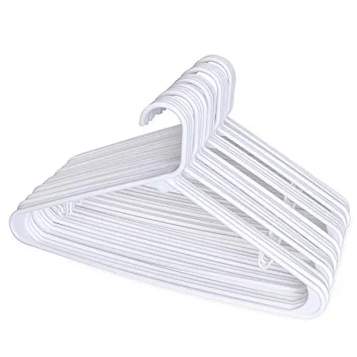 HOUSE DAY Tubular Standed Hangers White Plastic Hangers 16.5 Inch Light-Weight Adult Hangers Pack of 24 HOUSE DAY Tubular Standed Hangers White Plastic Hangers 16.5 Inch Light-Weight Adult Hangers Pack of 24