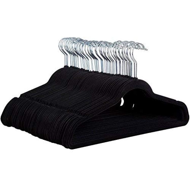 Zober Velvet Hangers 50 Pack - Heavy Duty Black Hangers for Coats, Pants &  Dress Clothes - Non