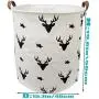 BOOHIT Cotton Fabric Storage Bin,Collapsible Laundry Basket-Waterproof Large Storage Baskets,Toy Organizer,Home Decor (Deer Head)