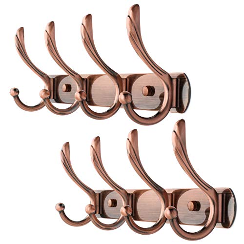 WEBI Wall Mounted Coat Rack with 4 Hooks for Hanging Coats,Coat Hanger Wall Mount Hook Rack Hook Rail Hat Rack for Wall,Jacket,Clothes,Antique Copper,2 Packs WEBI Wall Mounted Coat Rack with 4 Hooks for Hanging Coats,Coat Hanger Wall Mount Hook Rack Hook Rail Hat Rack for Wall,Jacket,Clothes,Antique Copper,2 Packs