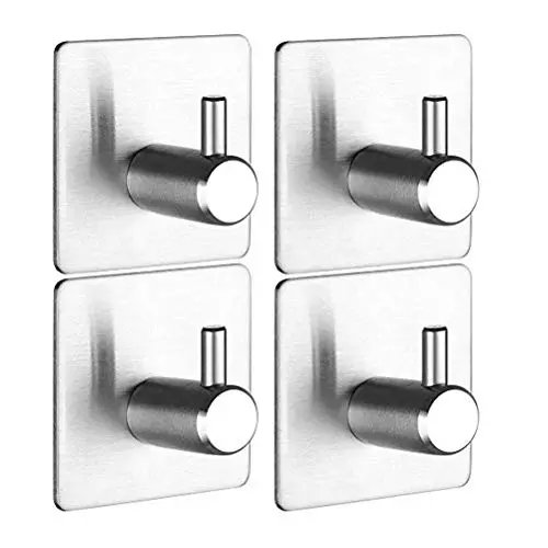 3M Self Adhesive Hooks Set of 4, Strong Sticky Wall Coat Towel Hooks, Key Hook, 304 Stainless Steel Stick Wall Hooks Waterproof Bathroom Hook Wall Hanger for Bathroom, Bedroom, Kitchen and Office 3M Self Adhesive Hooks Set of 4, Strong Sticky Wall Coat Towel Hooks, Key Hook, 304 Stainless Steel Stick Wall Hooks Waterproof Bathroom Hook Wall Hanger for Bathroom, Bedroom, Kitchen and Office