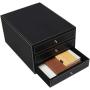 MyGift Executive Black Leatherette 3 Drawers File Cabinet/Office Supplies Desk Storage/Jewelry Organizer Box