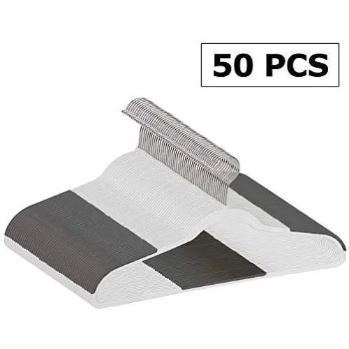 SUPER DEAL Non Slip Hangers Rubber Coating Clothes Hangers with 360°Swivel Hook, Easy Slide for Shirt, Tie, Pant, Skirt, Blouses, Scarf, Strong Enough for Coat, 50PCS
