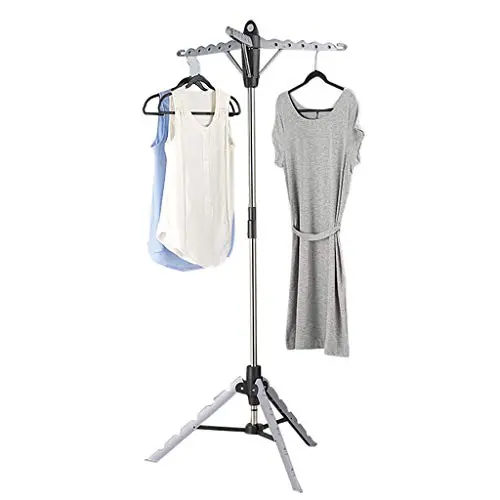 Gallity Garment & Drying Rack, Durable Foldable Clothes Drying Rack, Portable Laundry Airer Rail Tripod Hanger Stand with 3 Arms Standing Garment Racks Indoor Outdoor Up to 36 Hangers
