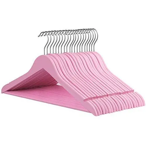 SONGMICS 20-Pack Solid Wood Hangers, Coat Hangers with Shoulder Notches, Trousers Bar, 360° Swivel Hook, Non-Slip for Jackets, Shirts, Dresses, Pink UCRW02PK SONGMICS 20-Pack Solid Wood Hangers, Coat Hangers with Shoulder Notches, Trousers Bar, 360° Swivel Hook, Non-Slip for Jackets, Shirts, Dresses, Pink UCRW02PK