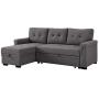 LILOLA Lucca Gray Linen Reversible Sleeper Sofa Storage Chaise