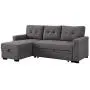 LILOLA Lucca Gray Linen Reversible Sleeper Sofa Storage Chaise LILOLA Lucca Gray Linen Reversible Sleeper Sofa Storage Chaise