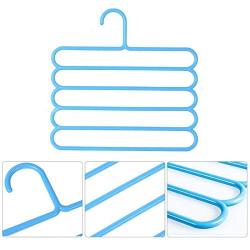 5 Layers Non-Slip Multifunctional Clothes Hangers Pants Storage Hangers Cloth Rack Multilayer Storage Scarf Tie Rack Hanger 10PC Random Color