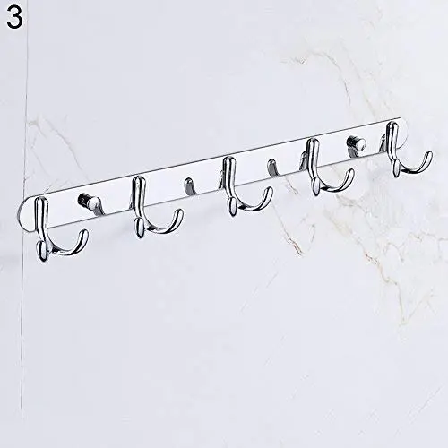 shengyuze Hooks & Hangers Stainless Steel Wall Mounted Double-Hook Coat Clothes Hat Hanger Organizer Rack for Home - 3# shengyuze Hooks & Hangers Stainless Steel Wall Mounted Double-Hook Coat Clothes Hat Hanger Organizer Rack for Home - 3#