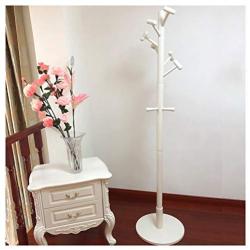 XIAOLONG Simple Coat Rack Assembly Solid Wood Hanger Floor Disc Clothes Rack White Bedroom Modern Minimalist Hanger