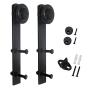 SMARTSTANDARD Hangers Sliding Barn Door Hardware Rollers 2Pcs (Black) (I Shape)