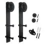 SMARTSTANDARD Hangers Sliding Barn Door Hardware Rollers 2Pcs (Black) (I Shape)