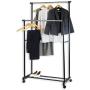 Simple Houseware Double Rod Portable Clothing Hanging Garment Rack