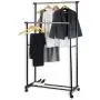 Simple Houseware Double Rod Portable Clothing Hanging Garment Rack