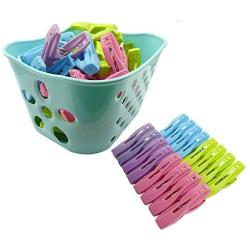 Honbay 30PCS Clothespins Clothing Clips Pegs With a Basket Durable Windproof Clothes Pins for Clothesline Hangers