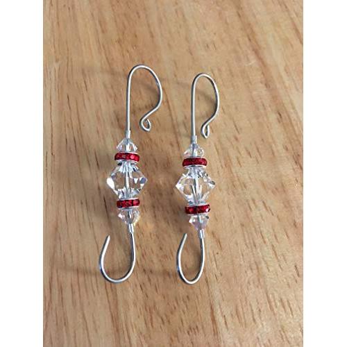 Handmade Swarovski Beaded Ornament Hooks, Beaded Ornament Hangers, Swarovski Ornament Hooks, Set of 10 Hooks