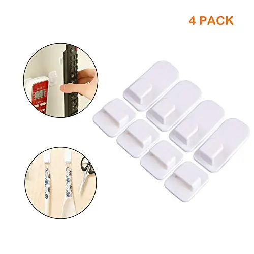 ZFSOT Remote Control Holder Hook Wall Mount Remote Control Holder Hanging White Sticky Hooks Wall Adhesive Strong Hooks Hanger Organizer Holder for TV Air Conditioning Remote Control