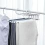 Rose-House clothes hangers ABS Stainless Steel Cloth Storage Rack Multifunction Dual Hooks 5 Ways Pants Trousers Hanger Rack Black Save Space,White