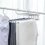 Rose-House clothes hangers ABS Stainless Steel Cloth Storage Rack Multifunction Dual Hooks 5 Ways Pants Trousers Hanger Rack Black Save Space,White