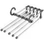 YOEDAF Multifunctional 5 in 1 Stainless Steel Pants Rack Pant Hangers, Clothes Storage Rack Adjustable Trouser Scarf 5 Tier Hanger Space Saver Pants Hanger