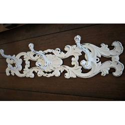 Large Cast Iron Hook Rack/Handpainted to Order/Shabby Chic Cottage Vintage Design/Coat Hanger/Antique White or Pick Color/Foyer Entrance Scrolled Decor